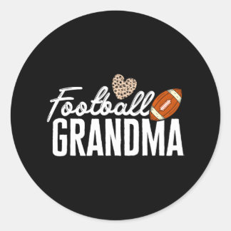 Football Grandma Football Player Leopard Football Classic Round Sticker