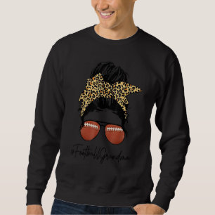 Football Grandma Life With Leopard Messy Bun Mothe Sweatshirt