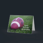 Football Grandson Birthday Card<br><div class="desc">Close-up photo of a football in the grass with "Happy Birthday Grandson" on the bottom right.</div>