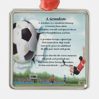 Football Grandson Poem Metal Tree Decoration