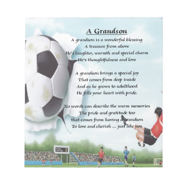 Football   Grandson Poem Notepad (Front)