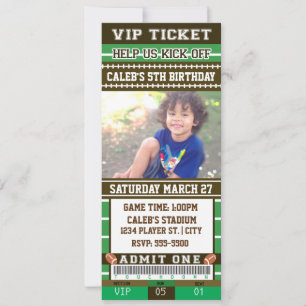 FOOTBALL Green & Brown PHOTO TICKET Invitation