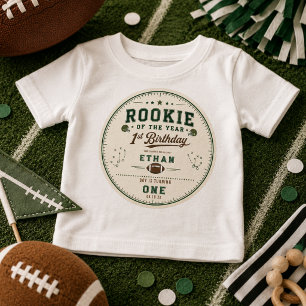Football Green Rookie 1st Birthday party Baby T-Shirt