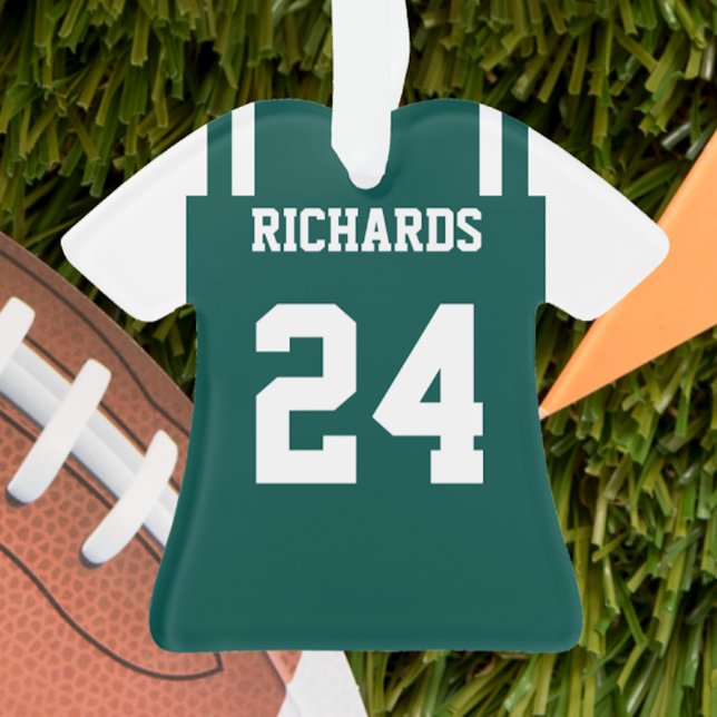 Football Green & White Jersey Ornament (Creator Uploaded)