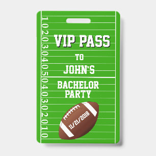 Football Grid Bachelor Party VIP Badge ID Badge