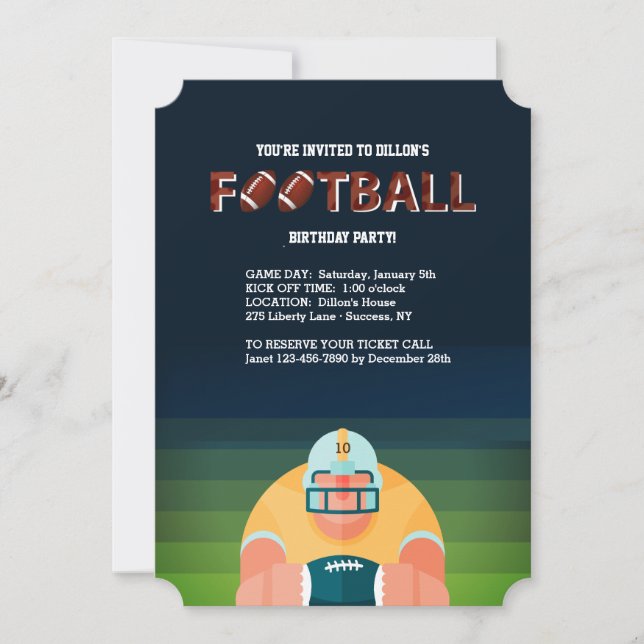 Football Guy Invitation (Front)