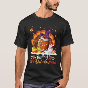 Football Halloween Xmas Thanksgiving Hallothanksma T-Shirt