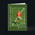 Football - Happy Birthday Grandson Card<br><div class="desc">Let your grandson know you're his #1 fan with this birthday card featuring a painting of a football quarterback dressed out in red.</div>