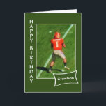 Football - Happy Birthday Grandson Card<br><div class="desc">Let your grandson know you're his #1 fan with this birthday card featuring a painting of a football quarterback dressed out in red.</div>