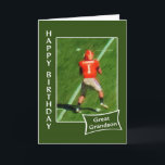 Football - Happy Birthday Great Grandson Card<br><div class="desc">Let your great grandson know you're his #1 fan with this birthday card featuring a painting of a football quarterback dressed out in red.</div>