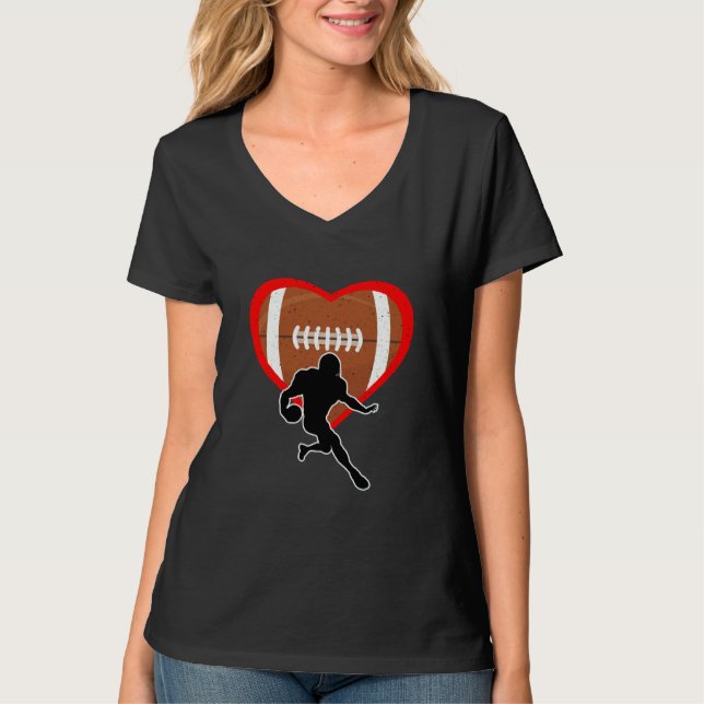Football Heart Sport Love Anti Valentines Day T-Shirt (Front)