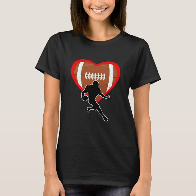 Football Heart Sport Love Anti Valentines Day T-Shirt (Front)