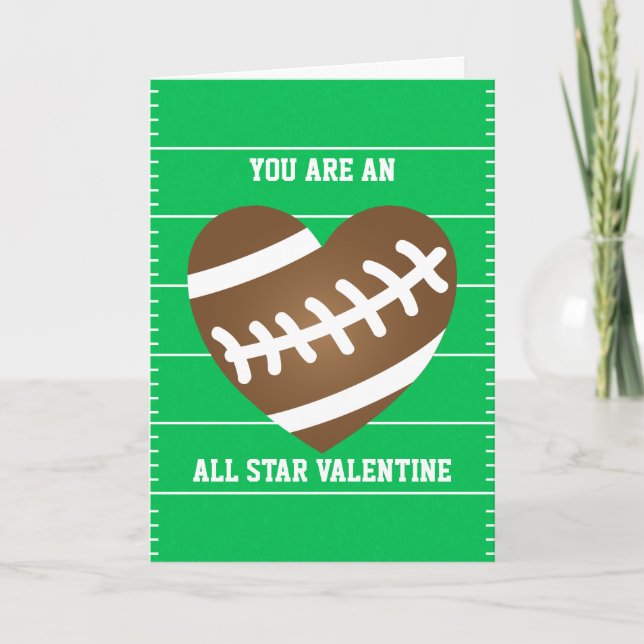 Football Heart Sports Fan Valentine's Day Holiday Card (Front)