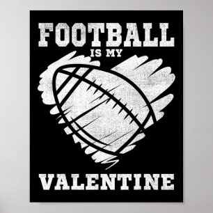 Football Heart Vintage Valentine's Day Shirt For K Poster