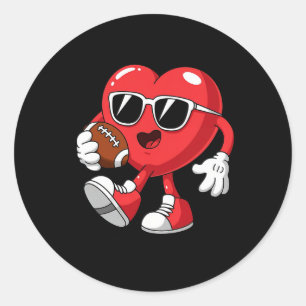 Football Hearts Valentines Day Boys Men Kids Toddl Classic Round Sticker