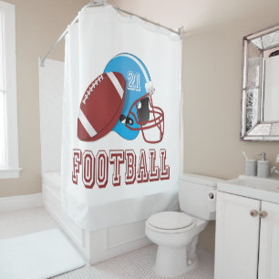 Football helmet and ball shower curtain