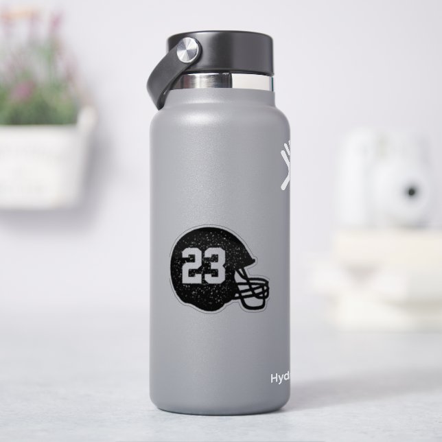 Football helmet custom number black (HydroFlask)
