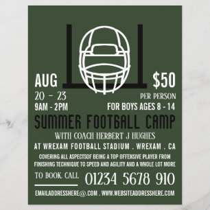 Football Helmet & Goal, Football Camp Advertising  Flyer