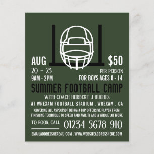 Football Helmet & Goal, Football Camp Advertising Flyer