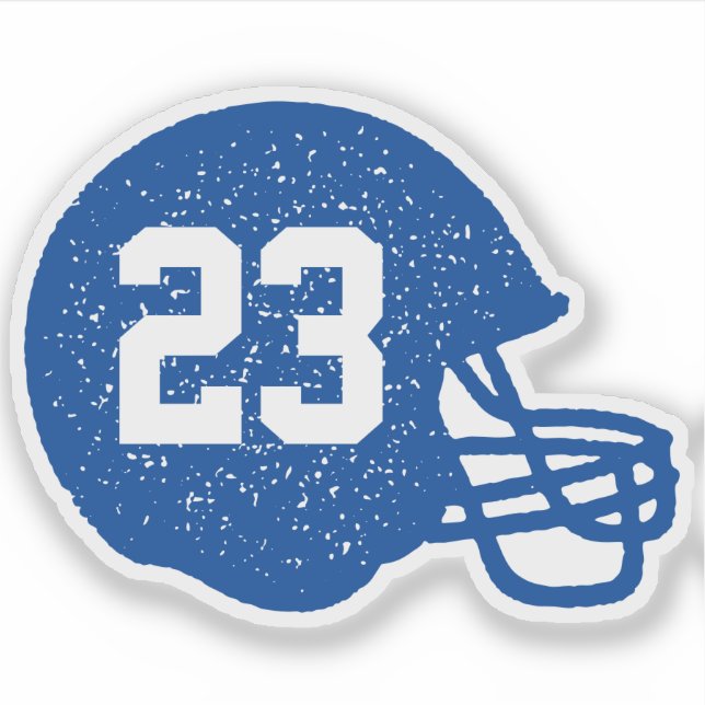Football helmet personalised number blue white (Front)