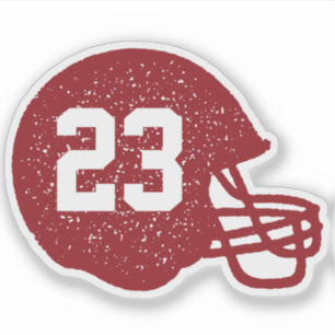 Football helmet personalised number maroon red