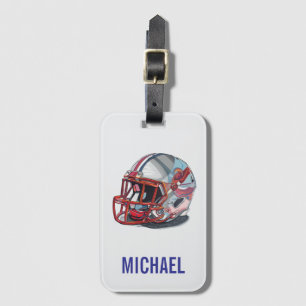 Football Helmet Pop Art Motivational Name Luggage Tag