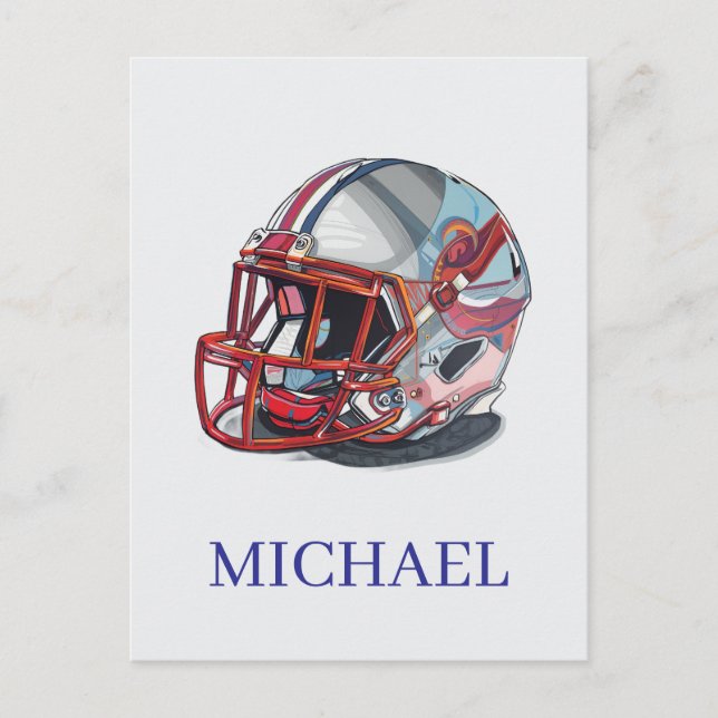 Football Helmet Pop Art Motivational Name Postcard (Front)