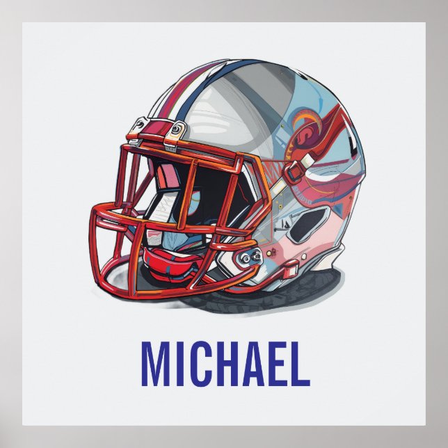 Football Helmet Pop Art Motivational Name Poster (Front)