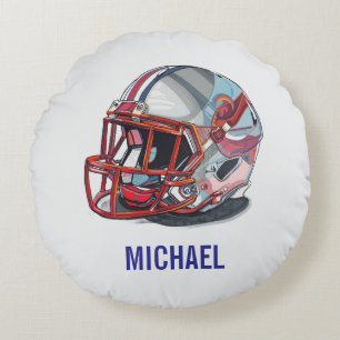 Football Helmet Pop Art Motivational Name Round Cushion