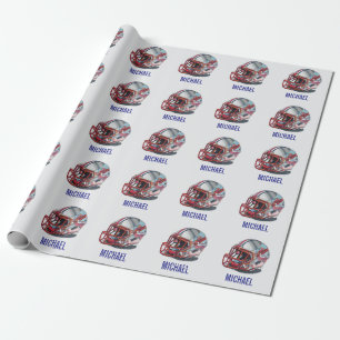 Football Helmet Pop Art Motivational Name Wrapping Paper