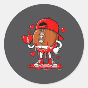 Football Ice Cream Valentine Dripng Game Day Men B Classic Round Sticker