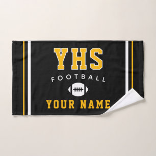 Football Icon, Custom Name & School, Team Gift Hand Towel