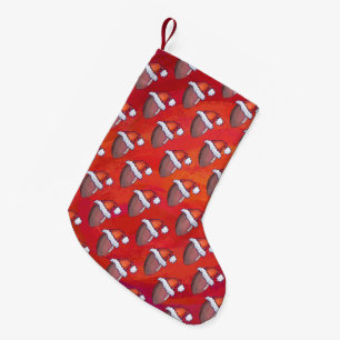 Football in Santa Hat on Red Small Christmas Stocking