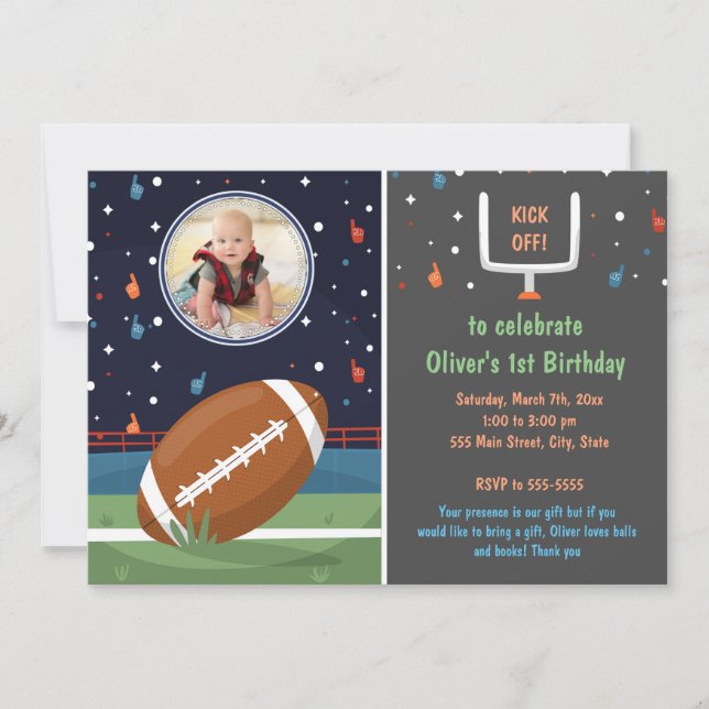 Football invitation with picture boy birthday (Front)