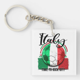Football Italy Flag Euro, Retro Italian Soccer Key Ring