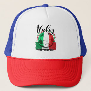 Football Italy Flag Euro, Vintage Italia Flag Trucker Hat