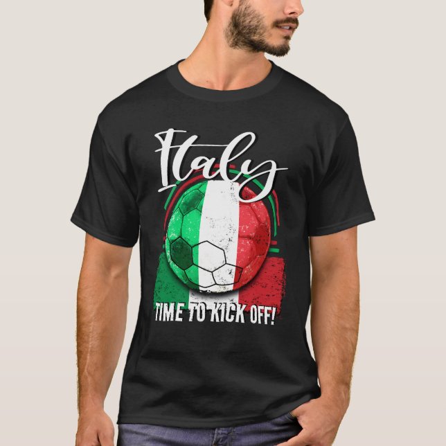 Football Italy Flag, Soccer T-Shirt (Front)