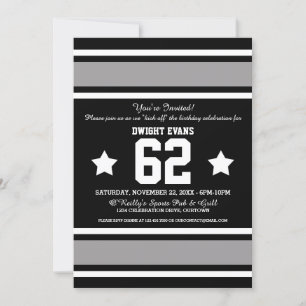 Football Jersey Black Silver Party Invitations
