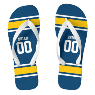 Football Jersey Blue Yellow Personalised Jandals