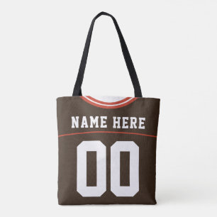 Football Jersey, Brown, Name & Number Template  Tote Bag