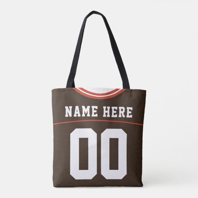 Football Jersey, Brown, Name & Number Template  Tote Bag (Back)