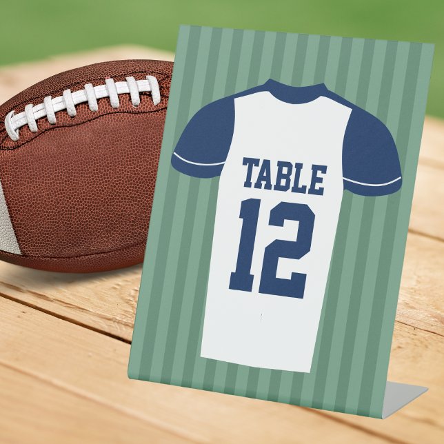 Football Jersey Game Day Wedding Table Number Pedestal Sign (Creator Uploaded)