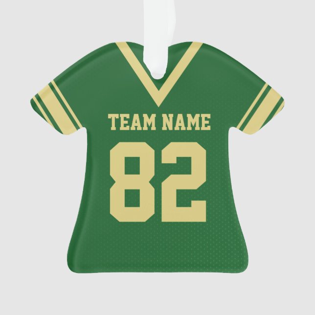 Football Jersey Green Gold Uniform with Photo Ornament (Front)