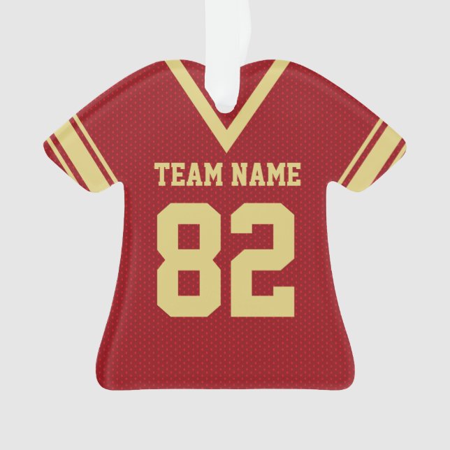 Football Jersey Red Gold Uniform with Photo Ornament (Front)