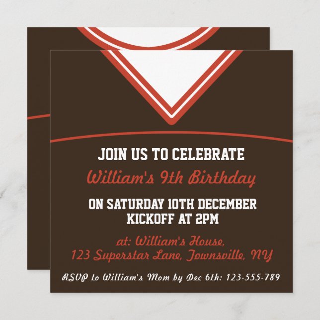 Football Jersey Themed Party Invite Template, LAX (Front/Back)