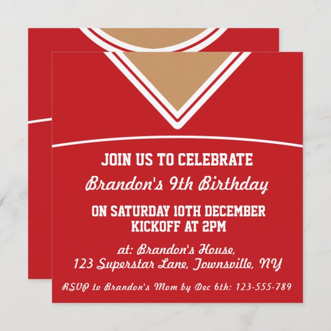 Football Jersey Themed Party Invite Template, LAX (Front/Back)