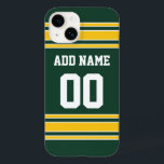 Football Jersey with Custom Name Number Case-Mate iPhone 14 Case<br><div class="desc">Add your favourite name and number -- This olive and gold sports design is perfect for any professional,  college or high school fan. You can even claim these for your Fantasy Football team. Click on the CUSTOMIZE button to make even more changes.</div>