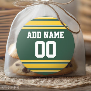 Football Jersey with Custom Name Number Classic Round Sticker