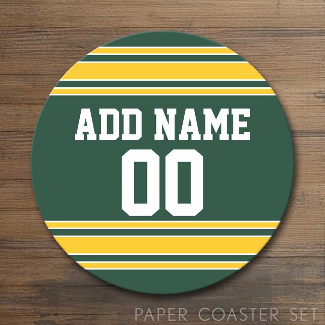 Football Jersey with Custom Name Number Round Paper Coaster (Custom Coaster)