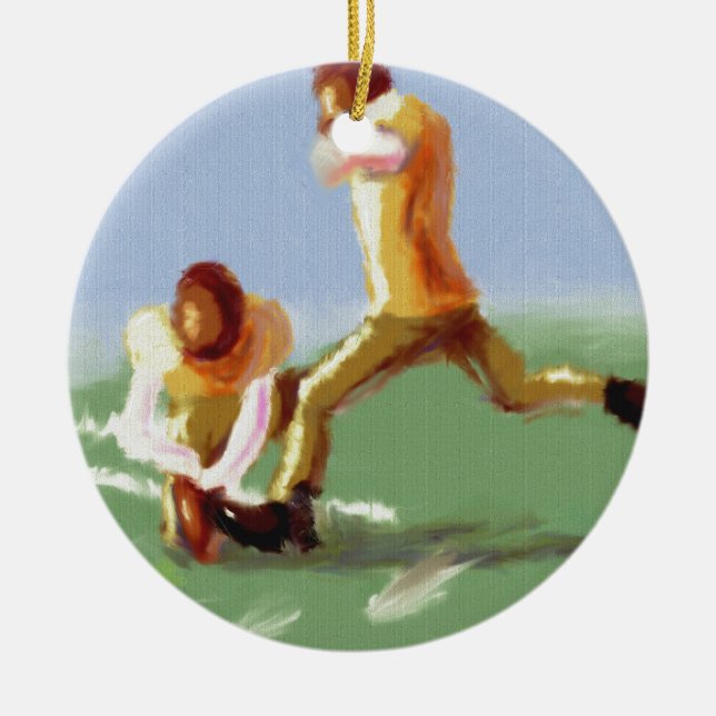 Football Kicker Art Ceramic Tree Decoration (Front)